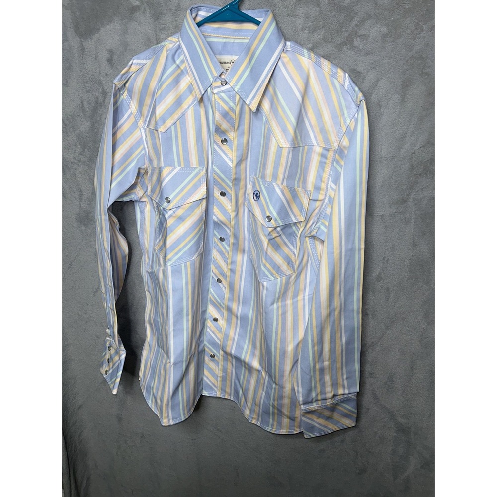 NWOT Western Welder Pearl Snap Shirt XL Mens Vertical  Stripe Long Sleeve Cotton
